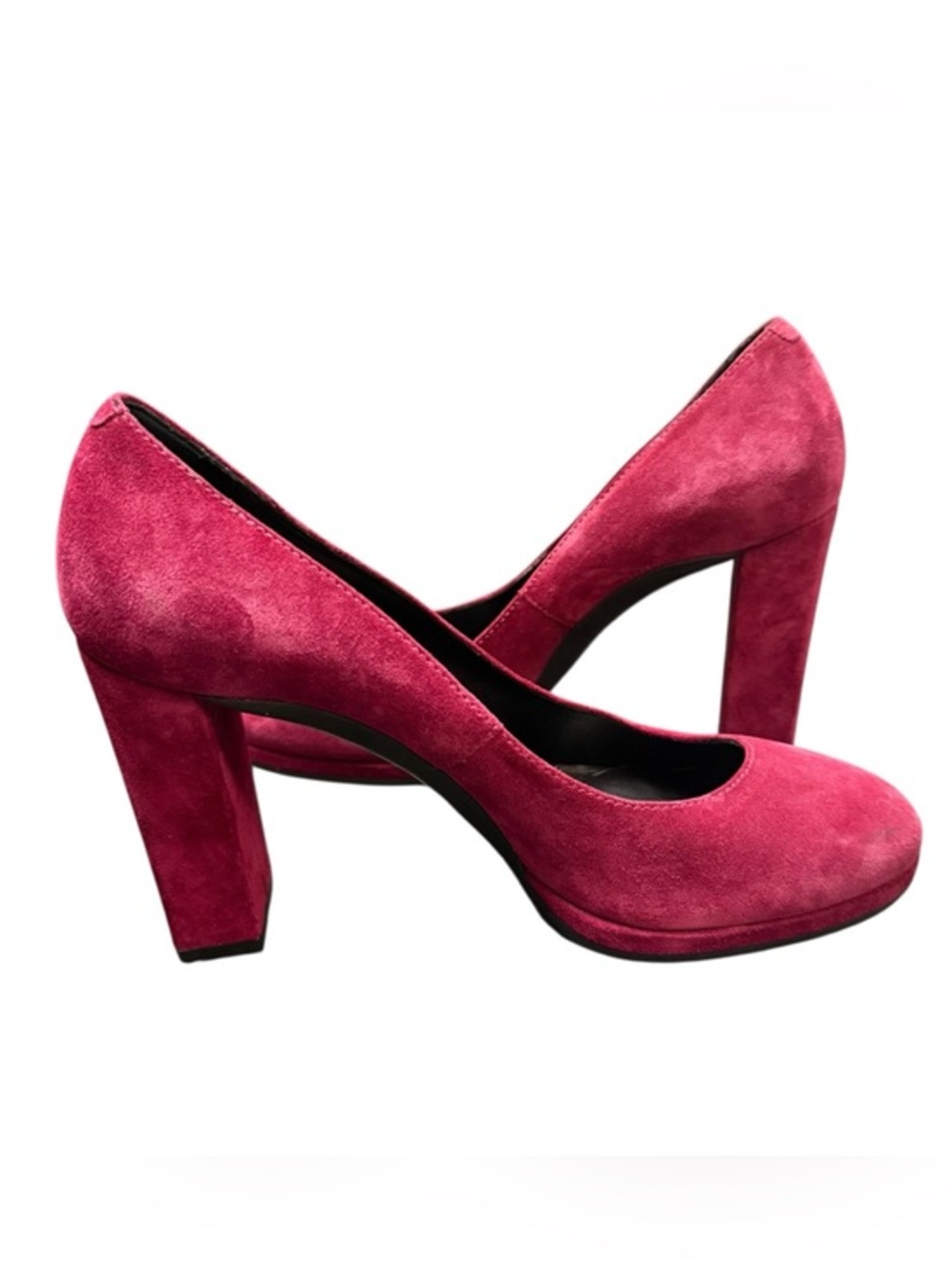 Tod’s Suede Block Heel 4" Pink Fuchsia Pumps Size 37.5 (US 7.5) EUC